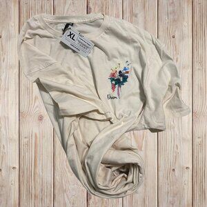 NWT Original Artwork Gildan Softstyle T Glitter "Dandelion Dream" Off White XL